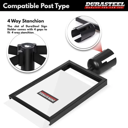 Miniatura 3 de DuraSteel Soporte de Letrero con Poste de Exhibición Vertical - Marco de Doble Cara para 8.5'' x 11'' - Control de Multitudes y Barrera de Cola