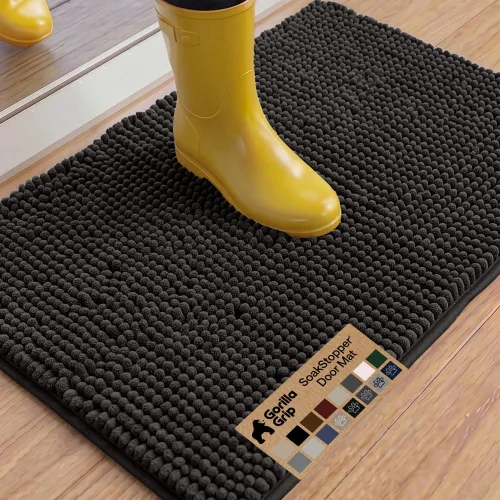 Miniatura 86 de GORILLA GRIP SOAKSTOPPER - Tapete para puerta de perro, 30 x 20 pulgadas, lavable a máquina, absorbente, captura la humedad, barro, suciedad, Negro