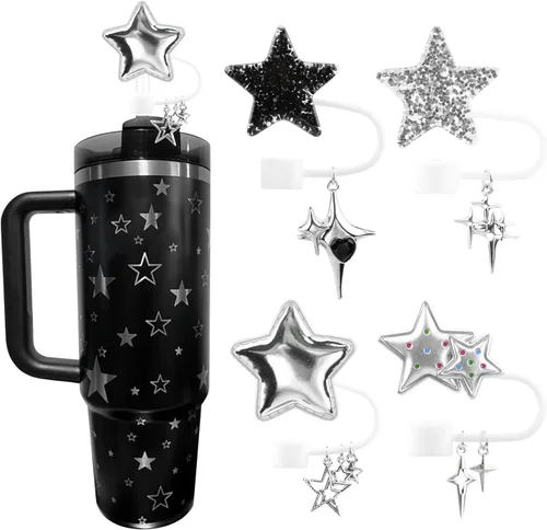 4 piezas de fundas de popote de silicona para Stanley Cup Star para Stanley Cup 30 y 40 onzas, cubierta de popote Stanley para vasos, accesorios de