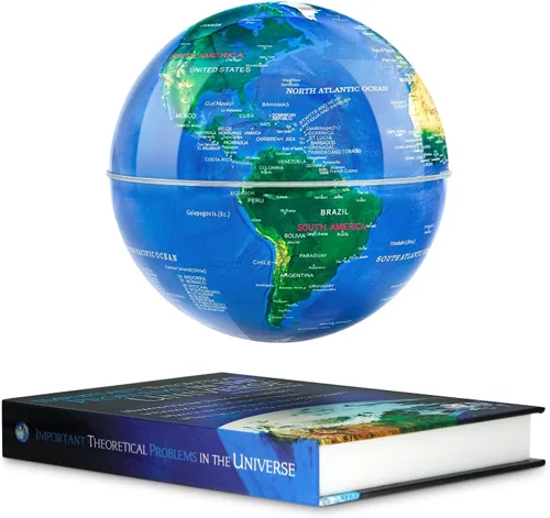 Flagest Globo flotante de levitación magnética con luces LED de 16 colores, globo geográfico giratorio con base de libro para decoración de