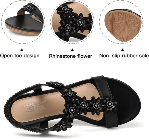 Miniatura 2 de SHIBEVER Sandalias de cuña para mujer de vestir plataforma de verano cómoda sandalias bajas para mujer