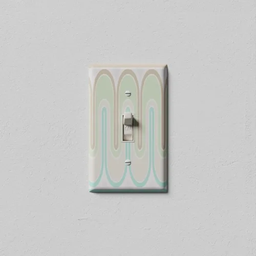 Miniatura 4 de Placa decorativa para cubierta para interruptor de luz, ondas retro verdes, placa de pared de palanca individual Single Toggle