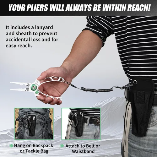 Miniatura 5 de Alicates de pesca con mango ergonómico innovador, resistente a la corrosión y agua salada, removedor de gancho multiherramienta de pesca, corte