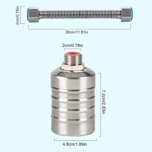 Miniatura 3 de Válvula de flotador de agua, válvula de flotador portátil de acero inoxidable 304 totalmente automática, control de nivel de agua, fácil