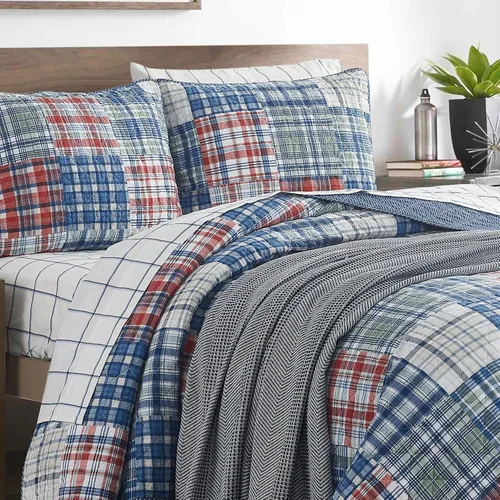 Miniatura 7 de Nautica - Juego de edredón tamaño King, ropa de cama de algodón para todas las estaciones, ligera y reversible (azul Raeford, King)