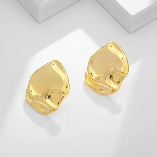 Miniatura 4 de Aretes de oro irregulares para mujer, aretes de tuerca de plata martillada, aretes geométricos, aretes de oro vintage