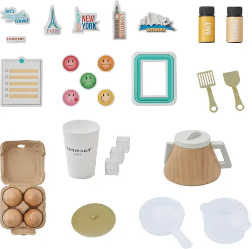 Miniatura 6 de Teamson Kids Little Chef Atlanta - Cocina modular grande de madera para jugar con características interactivas y realistas, y 17 accesorios