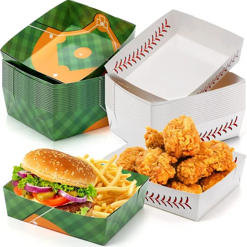 Miniatura 10 de Teling 36 piezas de suministros para fiestas temáticas de béisbol, bandejas grandes de platos de béisbol de 5 libras, bandejas de comida, barco, 4
