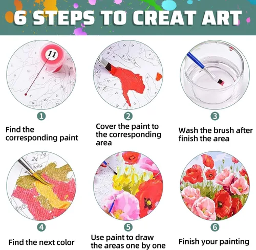 Miniatura 7 de Aestalrcus Kit de pintura por números de árbol de la vida para adultos, pintura de árbol por números para adultos principiantes, kits de pintura por