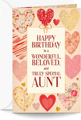 Prime Greetings Tarjeta de cumpleaños para tía, hecha en Estados Unidos, tarjeta gruesa con sobre de primera calidad empaquetada en un correo de