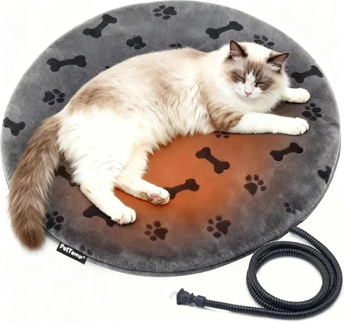 Miniatura 10 de Almohadilla térmica para mascotas para gatos y perros, interior y exterior, impermeable, con calefacción, cama para perros, cable resistente a