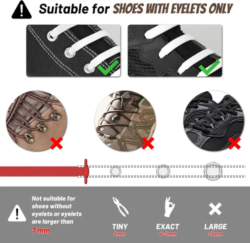 Miniatura 5 de HOMAR - Cordones sin ataduras para niños y adultos, elásticos de silicona sin amarre