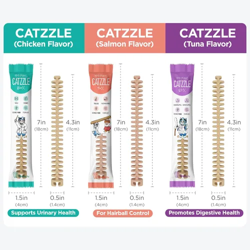 Miniatura 9 de CATZZLE Golosinas para gatos, masticables dentales para gatos de interior, limpieza de dientes de gato, aperitivos para el cuidado dental – control
