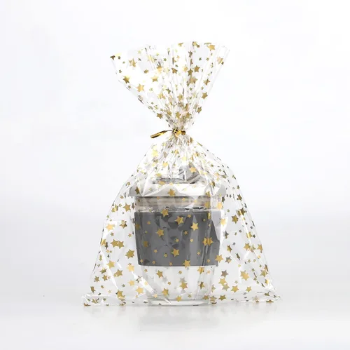 Miniatura 6 de 100 bolsas de regalo con estampado de estrellas de 6 x 10 pulgadas, bolsas de celofán para regalo, bolsas de regalo de fiesta, bolsas transparentes