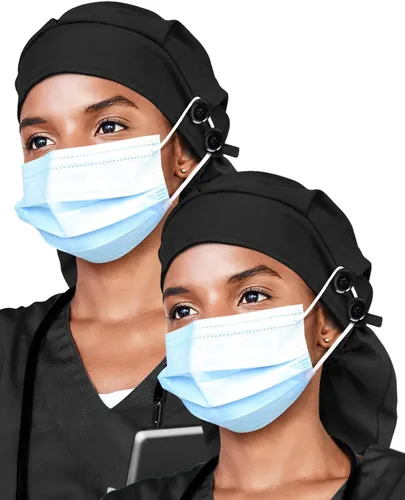 Miniatura 19 de Gorro de trabajo forrado de satén con botón para mujeres de cabello largo