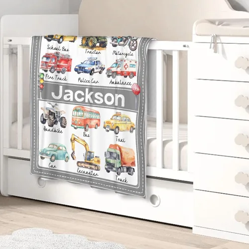 Miniatura 9 de Mantas con nombre personalizado, manta de transporte personalizada, manta de automóvil ultrasuave para niños y niñas, regalo de 40 x 50 pulgadas