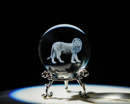 Miniatura 6 de HDCRYSTALGIFTS Bola de cristal 3D con soporte - 60 mm Escultura de zorro de nueve colas tallada con láser de vidrio Esfera completa artística Bola