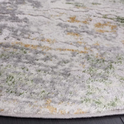 Miniatura 3 de SAFAVIEH Palma Collection - Alfombra de pasillo, 2 x 7 pies, gris y verde, no desprende pelusa y de fácil cuidado, ideal para zonas de alto tráfico