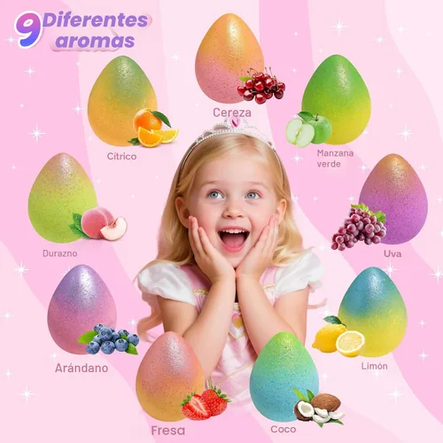 Miniatura 5 de Bombas de baño de unicornio con juguetes sorpresa en el interior, regalos de cumpleaños para niñas, paquetes de 9 bombas de baño de burbujas