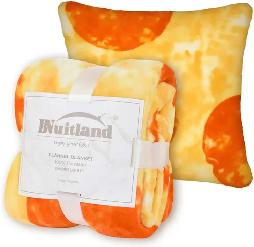 Miniatura 8 de Bnuitland - Manta graciosa de 72 pulgadas con diseño de pizza y funda para almohada (45×45 cm), 300 GSM, manta gigante de doble cara, novedosa
