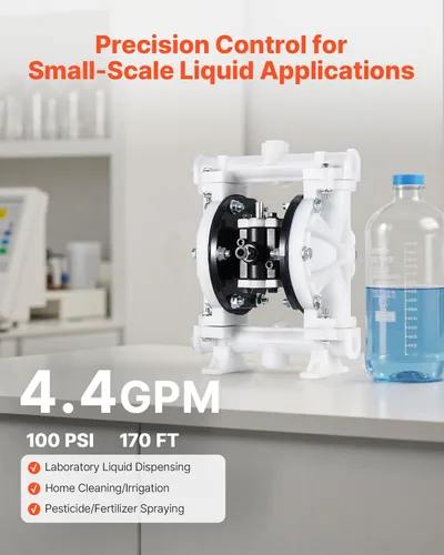 Miniatura 3 de VEVOR Bomba neumática de doble diafragma, 4.4 GPM, bomba neumática de transferencia de aceite residual de entrada y salida de 1-1/2 pulgadas, máximo