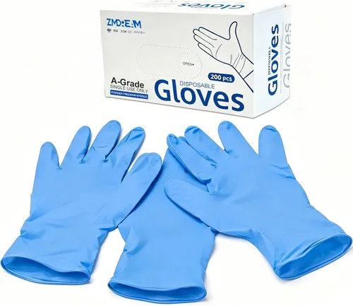 ZMDREAM Nitrile Gloves 4-mil Thick 200 & 2000 Counts Latex-Free, Powder-Free, Textured Grip 4 Sizes for Exam, Food Service