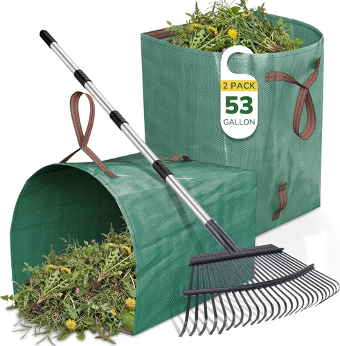 Miniatura 14 de GreatBuddy Bolsa de basura reutilizable de 132 galones, resistente, verticales con 4 asas reforzadas para hojas de jardín y recolección de residuos