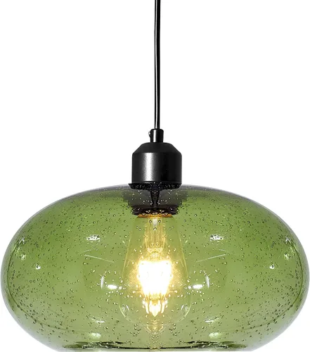 Lámpara colgante moderna de cristal verde, 1 lámpara colgante con pantalla de cúpula de vidrio para isla de cocina, fregadero, encimera, bar,