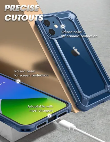 Miniatura 7 de SupCase Unicorn Beetle EXO Series - Funda para iPhone 12 / iPhone 12 Pro (versión 2020) de 6.1 pulgadas, funda protectora híbrida transparente Azul