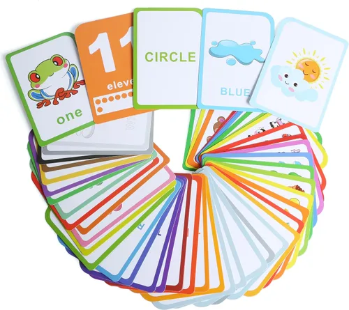 Miniatura 2 de ZazzyKid Tarjetas flash para niños pequeños – 52 tarjetas de doble cara para números, colores, formas y clima – Juguetes de aprendizaje y educación