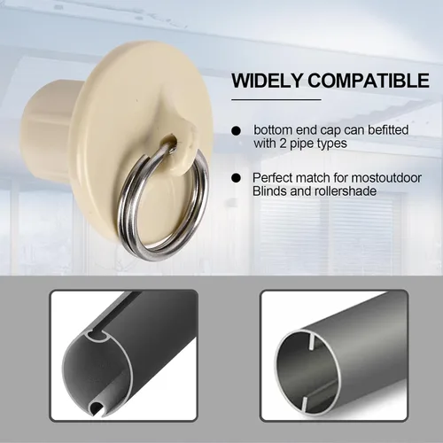 Miniatura 5 de Paquete de 5 tapas universales con anillo de tracción, piezas de repuesto para persianas enrollables para exteriores e interiores (beige)