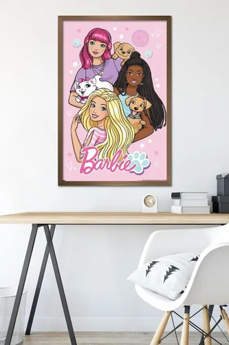 Miniatura 6 de Mattel Barbie - Bonito póster de pared, 22.4 pulgadas de largo x 14.7 pulgadas de ancho, versión enmarcada de madera de granero