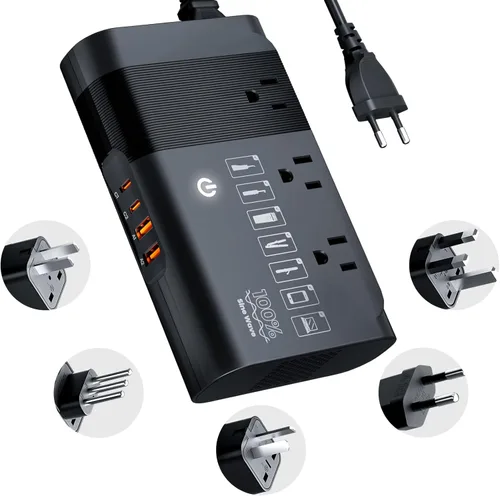DOACE Convertidor de voltaje de 220v a 110v para viajes europeos: Convertidor de voltaje de onda sinusoidal pura de 500 W de EE. UU. a Europa - 220