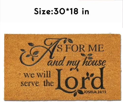 Miniatura 6 de Tapete de fibra de coco para exteriores para la entrada del hogar, As FOR ME and My House We Will Serve The Funny Doormats, felpudo de puerta