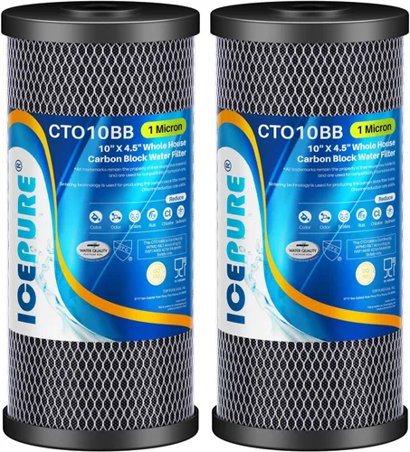 Miniatura 10 de ICEPURE Filtro de agua de carbón activado por sedimentos para toda la casa de 10 x 4.5 pulgadas, compatible con Dupont WFHDC8001, EP Series, EPM