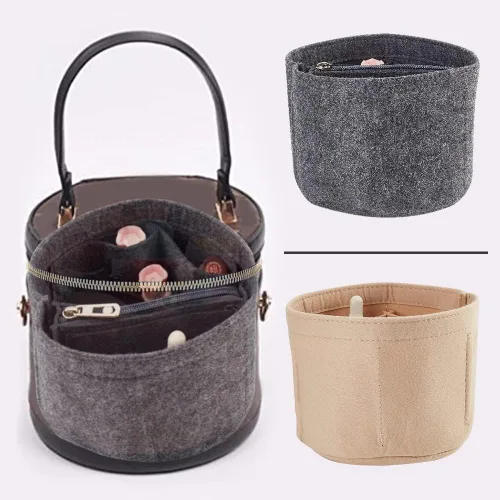 Miniatura 5 de WADORN Inserto organizador de bolso de fieltro, forro de inserción de bolso para LV Cannes, organizador de bolsa redonda con forma de barril, bolsa