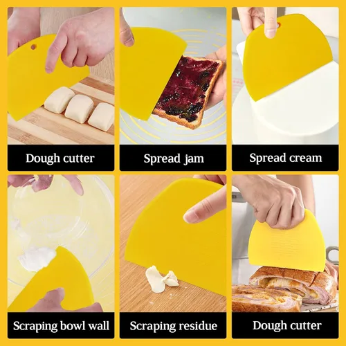 Miniatura 6 de YGDZ Raspador de masa 2 piezas, cortador de masa de acero inoxidable con agarre, raspador de banco de plástico con escala de medición, cortador