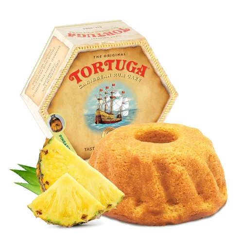 TORTUGA Pastel de ron de piña caribeño – Pastel de ron de 32 onzas – El regalo gourmet premium perfecto para cestas de regalo, fiestas, vacaciones y