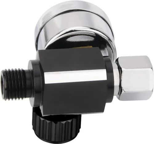 Miniatura 4 de Válvula reguladora de ajuste de aire con manómetro para pistola pulverizadora y herramientas neumáticas (1/4" NPT)