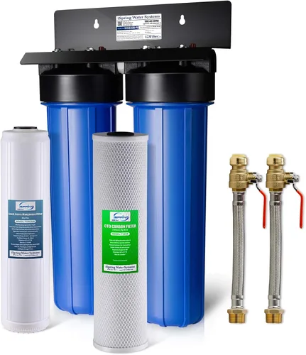 Miniatura 12 de iSpring WGB22B+AHPF12MNPT16X2 Sistema de filtro de agua de 2 etapas para toda la casa, reduce el cloro, sistema de filtración de agua de sedimentos