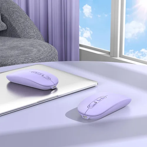 Miniatura 7 de RAPIQUE Ratón inalámbrico Bluetooth, multidispositivo recargable (tres modos: BT1/BT2+2.4G) Ratones de computadora con receptor USB, mouse