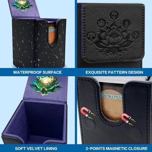 Miniatura 5 de PROMAXIBINDER MTG Commander Caja de Baraja, Cabe 100+ Cartas con Fundas Individuales, Caja de Baraja Magic Gathering con Imán Fuerte, Caja de B-black