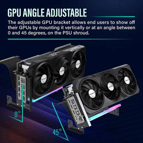 Miniatura 7 de EZDIY-FAB Soporte de montaje de GPU PCIe 4.0 con módulo LED ARGB, ajuste multiángulo con cable elevador, compatible con RTX4090, 4080, 4070ti