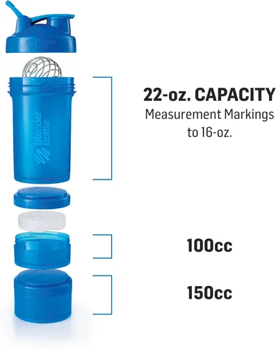 Miniatura 2 de Sistema BlenderBottle ProStak con botella de 22 onzas y almacenaje de giro y bloqueo, Gris (Pebble Gray)
