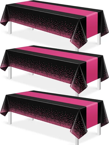 Miniatura 15 de MASHAN 1 mantel negro y azul para decoración de fiesta, mantel de plástico negro impreso azul, funda rectangular desechable para cumpleaños, boda