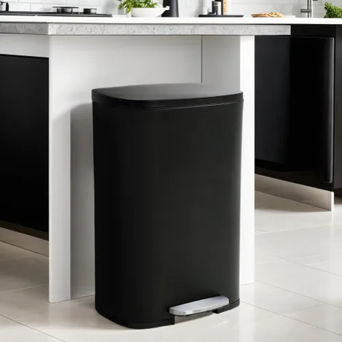 Miniatura 11 de Basurero de cocina de 8 galones con tapa, a prueba de huellas dactilares, de acero inoxidable, con pedal y papelera extraíble para oficina, hogar