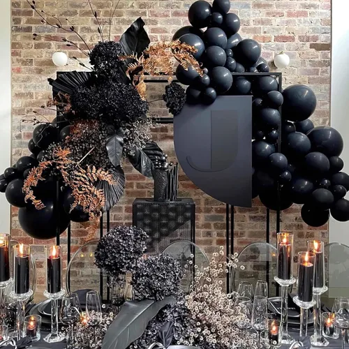 Miniatura 7 de FOTIOMRG - Globos negros de 12 pulgadas, paquete de 50 globos de fiesta negros de buena calidad para cumpleaños, graduación, baby shower, Halloween