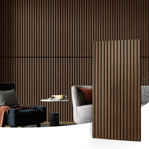 Miniatura 16 de Art3d 2 Paneles Acústicos de Listones de Madera para Pared y Techo - Panel 3D Ranurado de Absorción de Sonido con Acabado de Madera - Plata Plateado