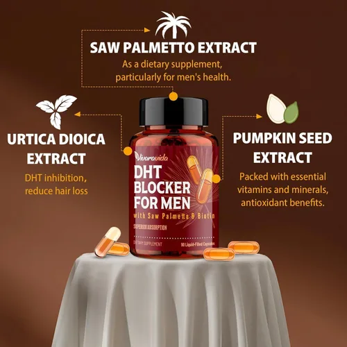 Miniatura 3 de DHT Blocker for Men Suplemento para el crecimiento del cabello con palma enana americana y biotina, vitaminas para el crecimiento del cabello