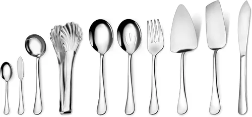 Miniatura 7 de Juego de cubiertos de 32 piezas con juego de utensilios para servir, cuchillos de acero inoxidable, cucharas y tenedores para el hogar, cocina